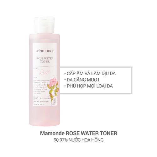 [COSMALL05 -8% ĐH250k]Nước hoa hồng cung cấp độ ẩm Mamonde Rose Water Toner 250ml | BigBuy360 - bigbuy360.vn