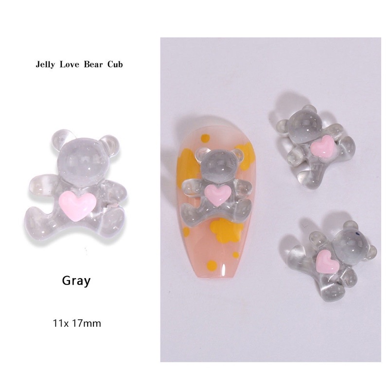 Charm Gấu Tim Trang Trí Móng