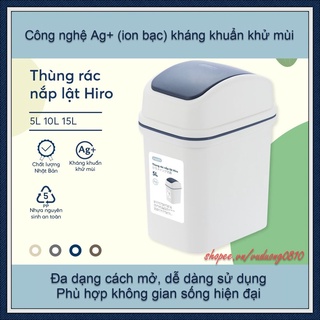 Thùng rác nắp lật cao cấp Inochi - ion Ag+ kháng khuẩn khử mùi