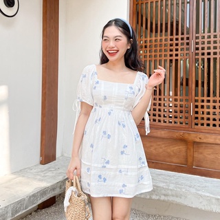 Đầm Berly - Đầm cổ vuông nơ lưng