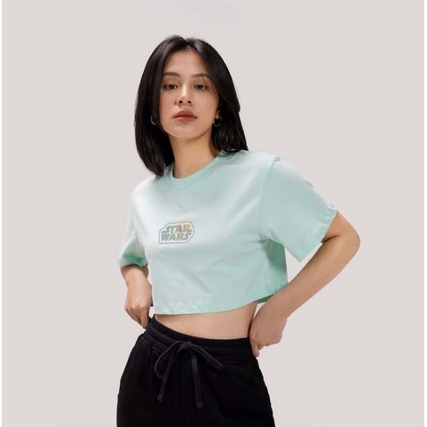 Áo Thun BOO Croptop Nữ Dáng Ôm In Graphic Logo Hologram Starwars BZL