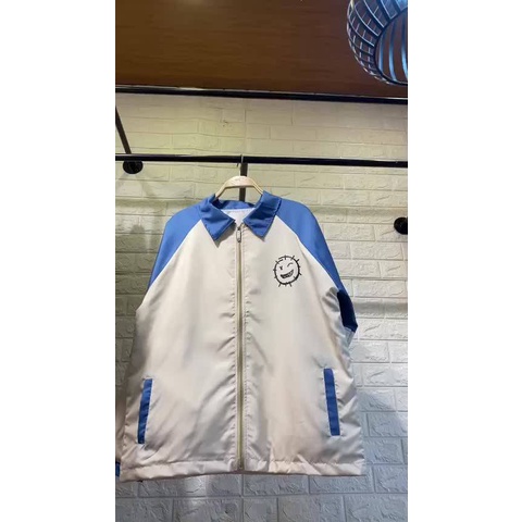 Áo khoác dù jacket unisex nam nữ 2 lớp không có nón, áo gió form rộng cá tính cao cấp chống nắng Mặt Cười Moonunisex