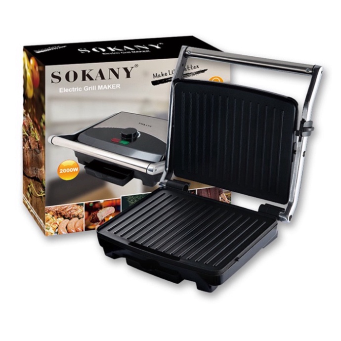 Máy nướng thịt bbq, kẹp bánh mì 2000W có chỉnh nhiệt SOKANY