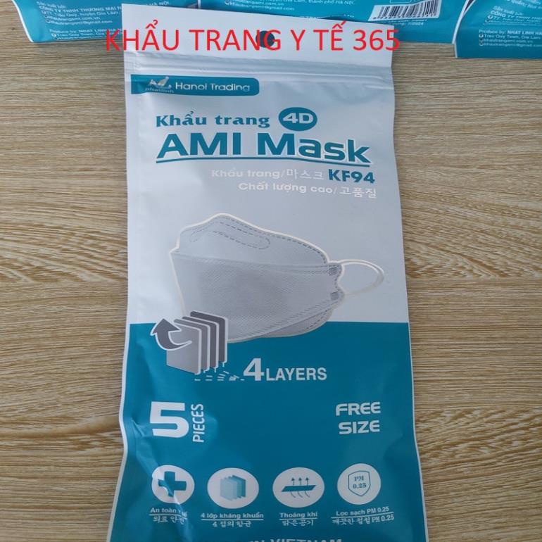 Sét 10 Chiếc Khẩu trang y tế 4D,AMI MASK KF94, Cá, Chuẩn 4 Lớp Kháng Khuẩn