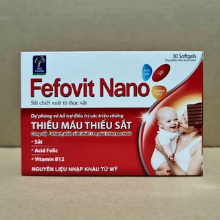 Fefovit Nano Bổ Sung Sắt, Tăng Cường Lưu Thông Máu Cho Phụ Nữ Mang Thai Hộp 30 viên