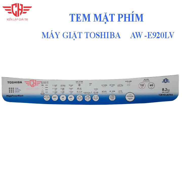 Tem bảng điều khiển Máy Giặt TOSHIBA AW - E920LV TD15 tem mặt phím