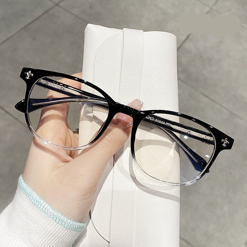 Gọng kính cận nam nữ dáng hình chữ nhật MEMOEYEWEAR hoa văn chrome heart phong cách hàn quốc dễ đeo, màu sắc ombre_CH219