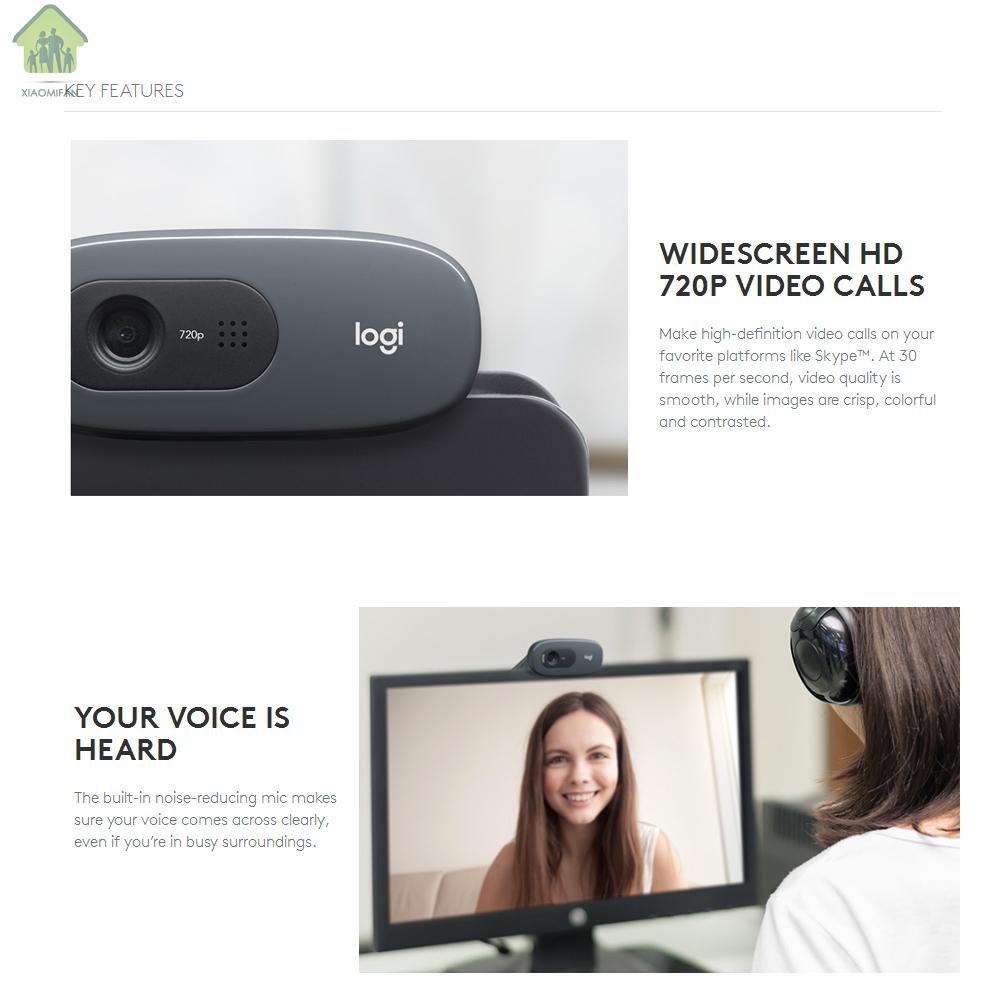 Webcam Mini Logitech C270 Hd 720p 720p Kết Nối Usb 2.0 Cho Máy Tính