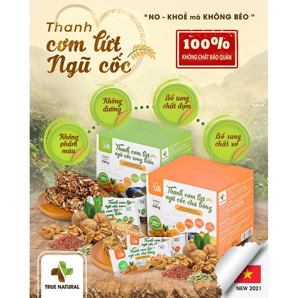 (MUA 2 TẶNG 1 )Thanh cơm lứt ngũ cốc Herbslim -Thơm ngon bổ dưỡng, hỗ trợ giảm cân