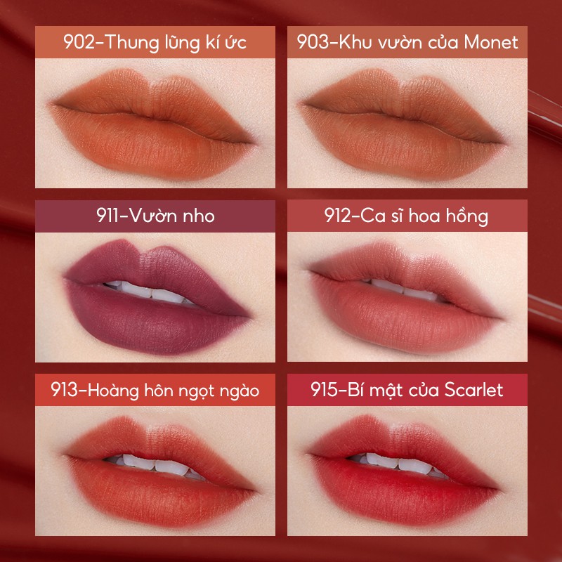 Son kem lì Perfect Diary Glossy Glasting Lip Stain Liquid Long-lasting Makeup 9 Shades 2.5g