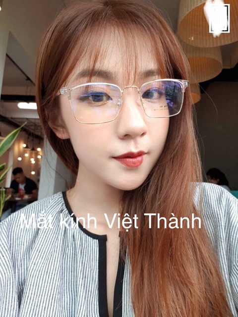 Gọng kính nửa viền vuông cao cấp lắp cận được