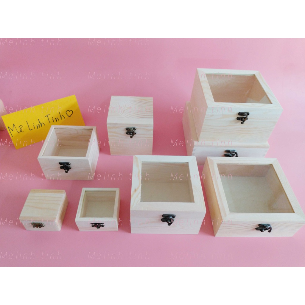 Hộp gỗ đựng quà 12x12x9cm, đựng trang sức, quà tặng, hoa khô, hộp vẽ resin,