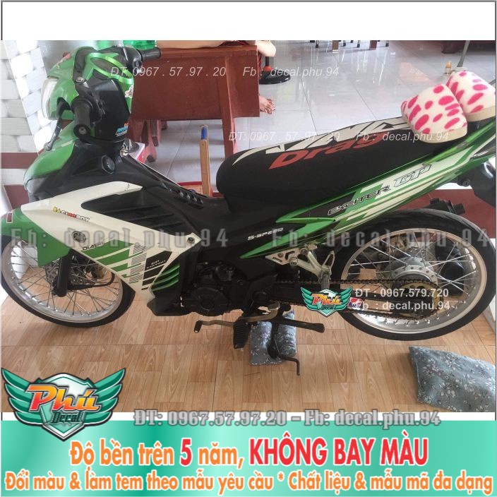 Tem rời Exciter 135 Trắng Xanh Lá cover (X) -1