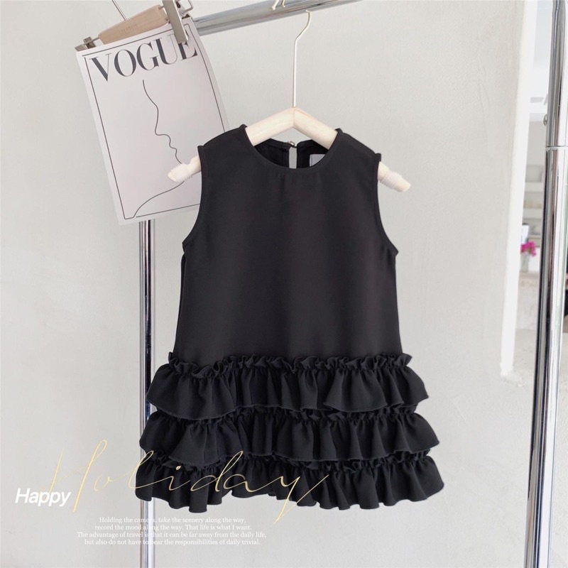 Váy sát nách đuôi cá tầng bèo đen cho bé gái từ 10-20kg💋