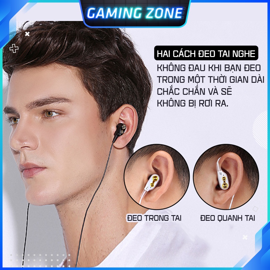 Tai nghe chơi game siêu bass QKZ CK8 có dây chống rối, mic đàm thoại