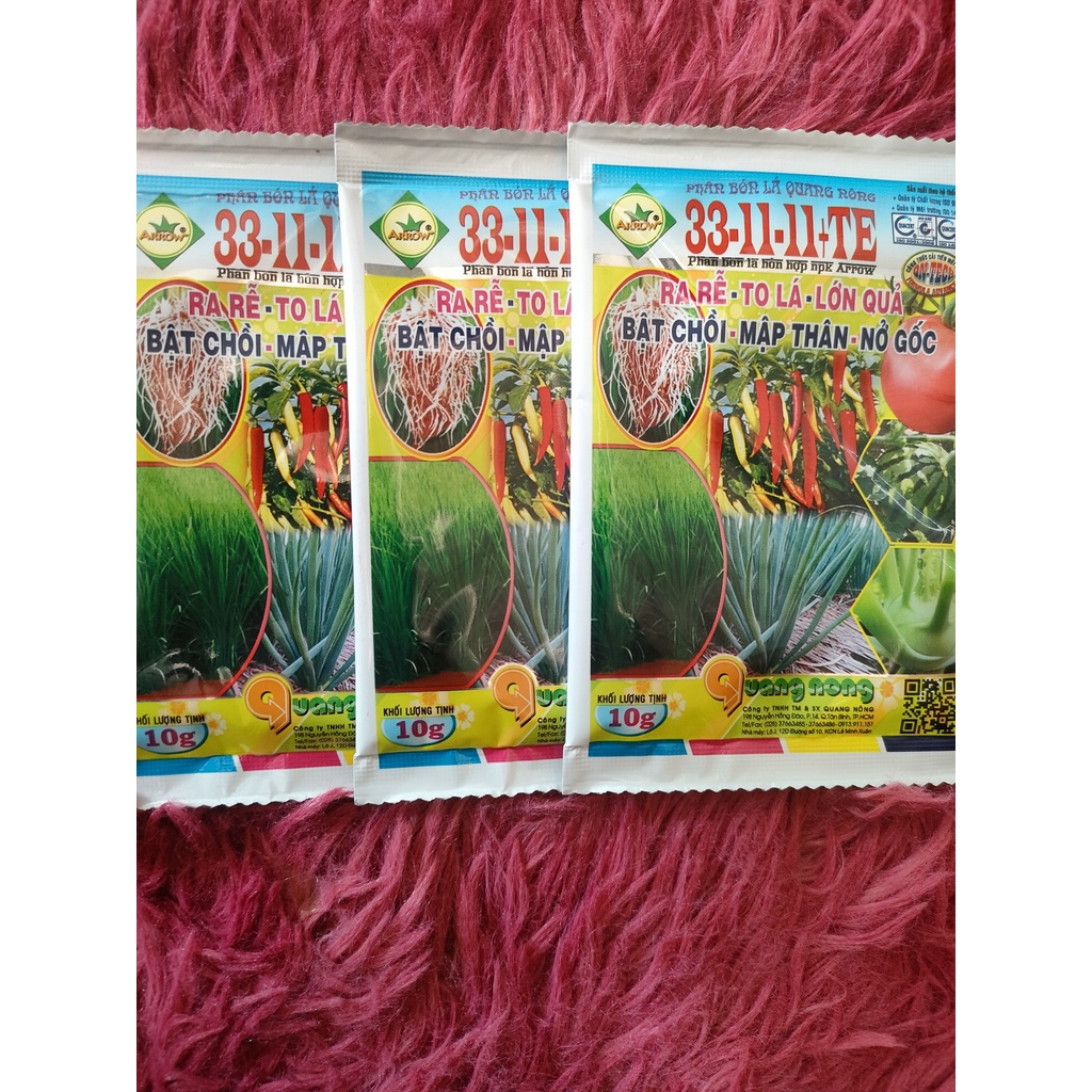 Phân bón lá npk 33-11-11+te gói 10gr siêu vọt đọt tạo đọt phát lộc đầm chồi phóng đọt mạnh