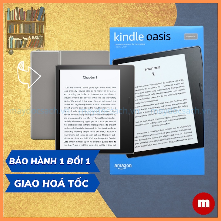 Máy đọc sách Kindle Oasis - thế hệ 10, có WARMLIGTH điều chỉnh tông màu ấm - tên gọi khác Kindle Oasis 3