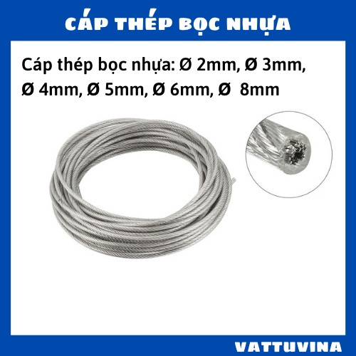 Dây Cáp Thép Bọc Nhựa 3MM,5MM, 6MM, 8MM, 10MM, Bán Lẻ Theo Mét - CÁP THÉP THỦ ĐỨC
