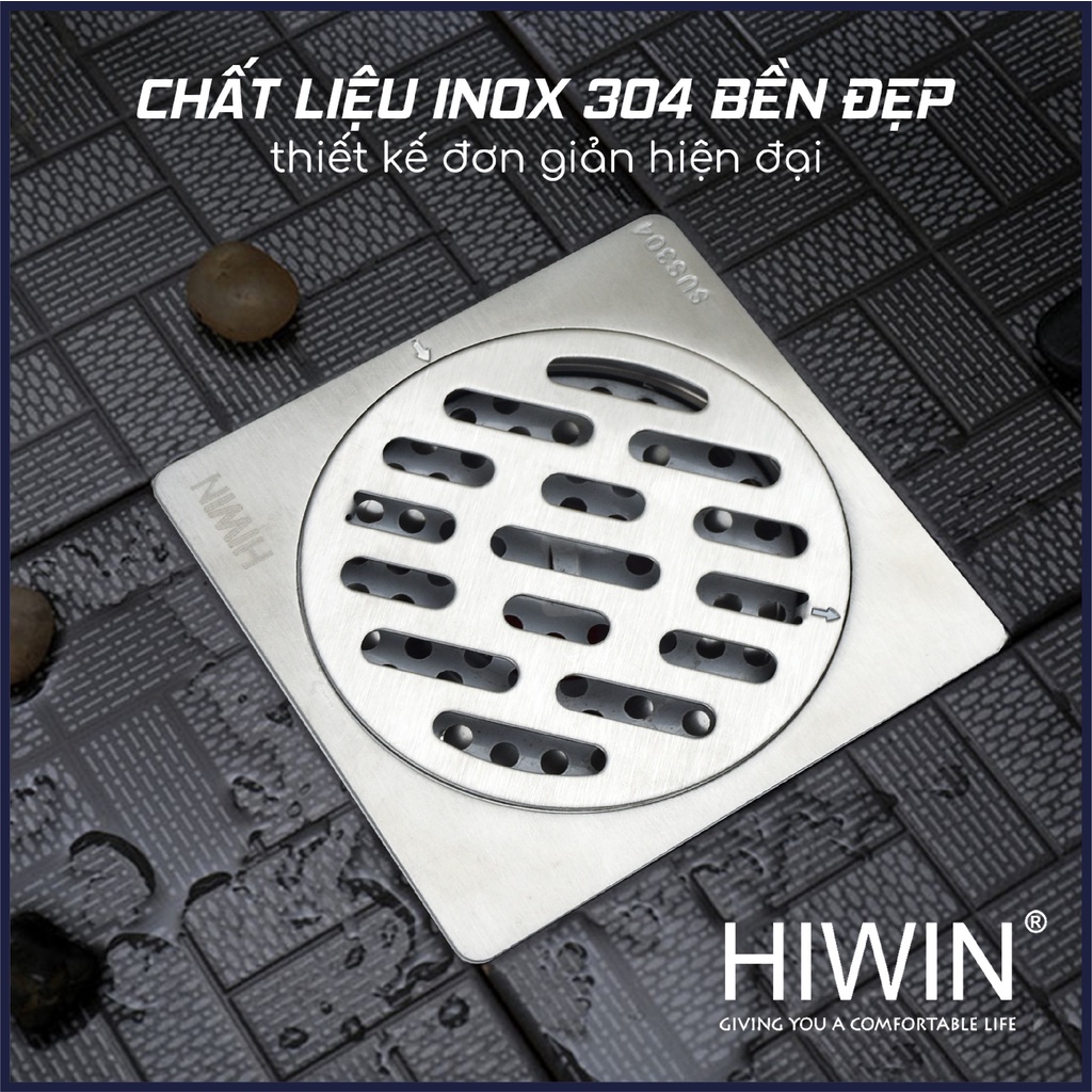 Phễu thoát sàn ngăn mùi hôi thoát nước nhanh inox 304 HIWIN FD-1001