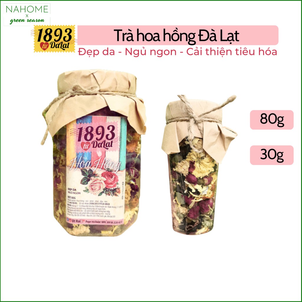 Trà Hoa hồng Đà Lạt sấy khô tốt cho sức khỏe, chống cảm, cải thiện hệ tiêu hóa, dưỡng da, Trà Đà Lạt 1893 Nahome