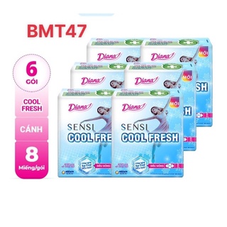 Lốc 6 gói Băng vệ sinh Diana SenSi Cool Fresh siêu mỏng cánh gói 8 miếng
