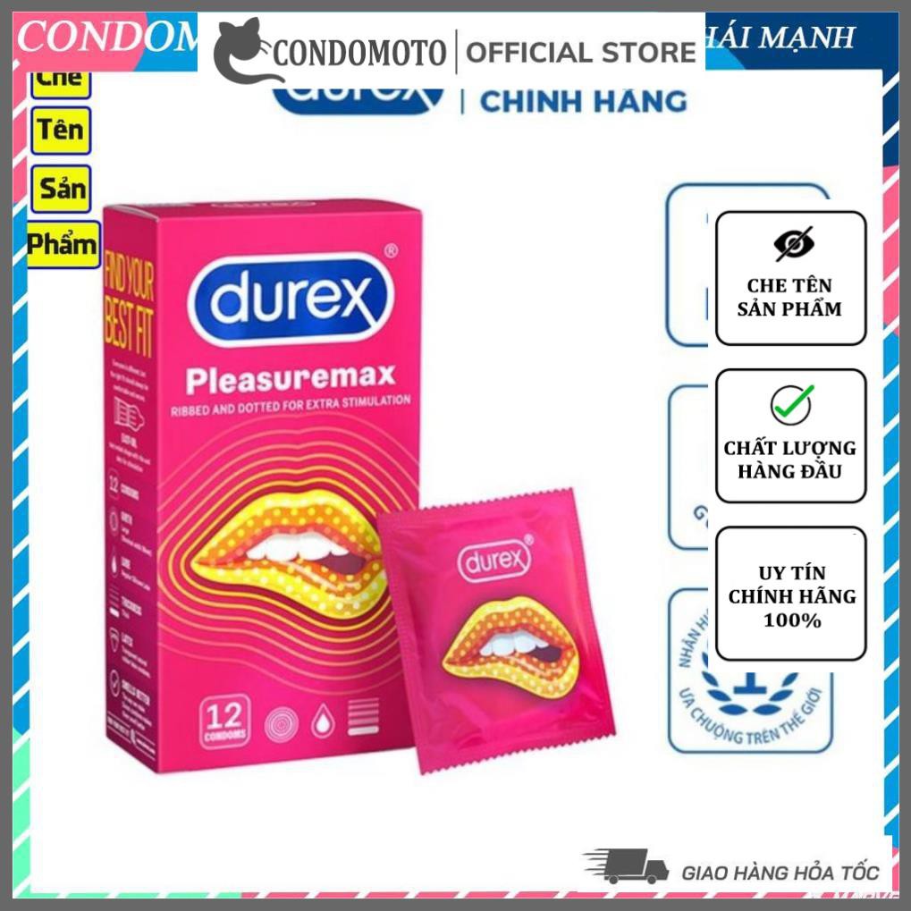 Bao cao su GAI Durex Pleasuremax 12pcs. Bao cao su gai tăng độ khoái cảm, sâu càng thấm.