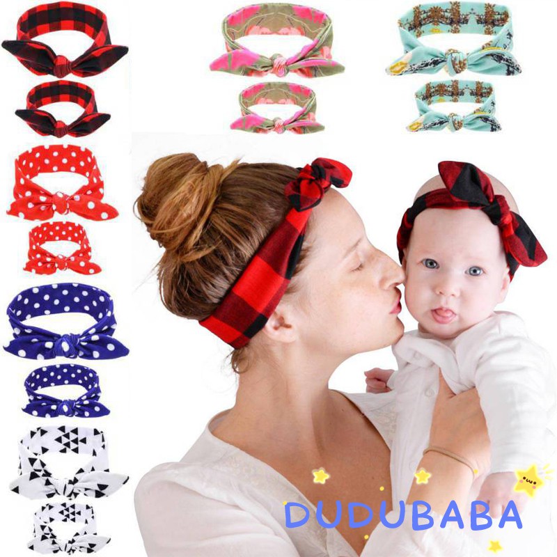 Băng đô nơ in họa tiết dễ thương dành cho mẹ và bé