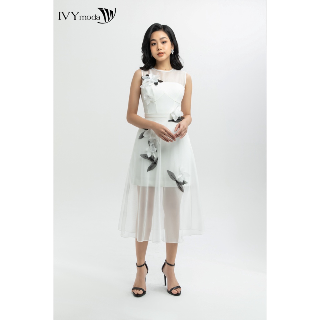 Đầm dạ hội hoa lan phối lưới IVY moda 45S2445