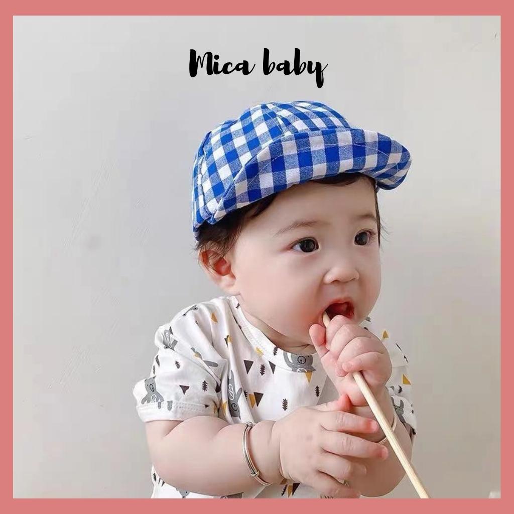 Mũ lưỡi trai mềm họa tiết kẻ caro đáng yêu cho bé Mica Baby MH126