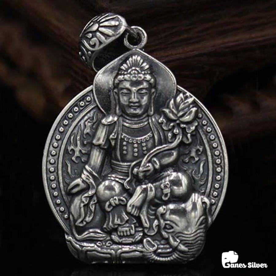 Mặt Dây Chuyền Phổ Hiền New Bạc Thái Đặc Thương Hiệu Ganes Silver