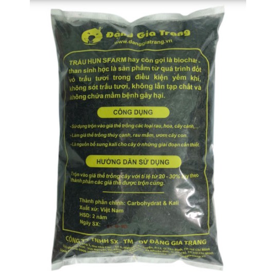 Trấu Hun (Than Sinh Học - Biochar) - 5dm3 - Trấu hun đen, trấu hun trồng cây, trấu hun nguyên hạt