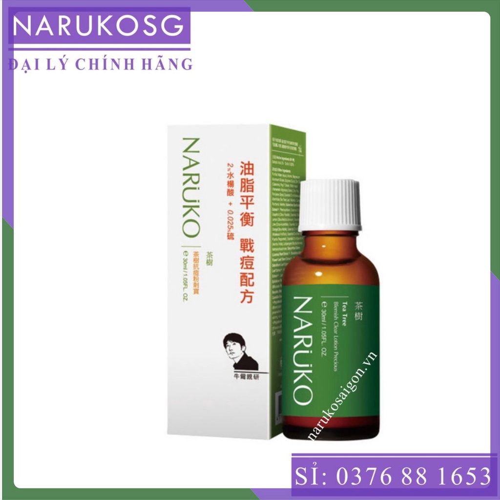 Lotion giảm mụn cám, đầu đen Naruko trà tràm đậm đặc Tea Tree Blemish Clear Lotion Precious 30ml (Bản Đài)