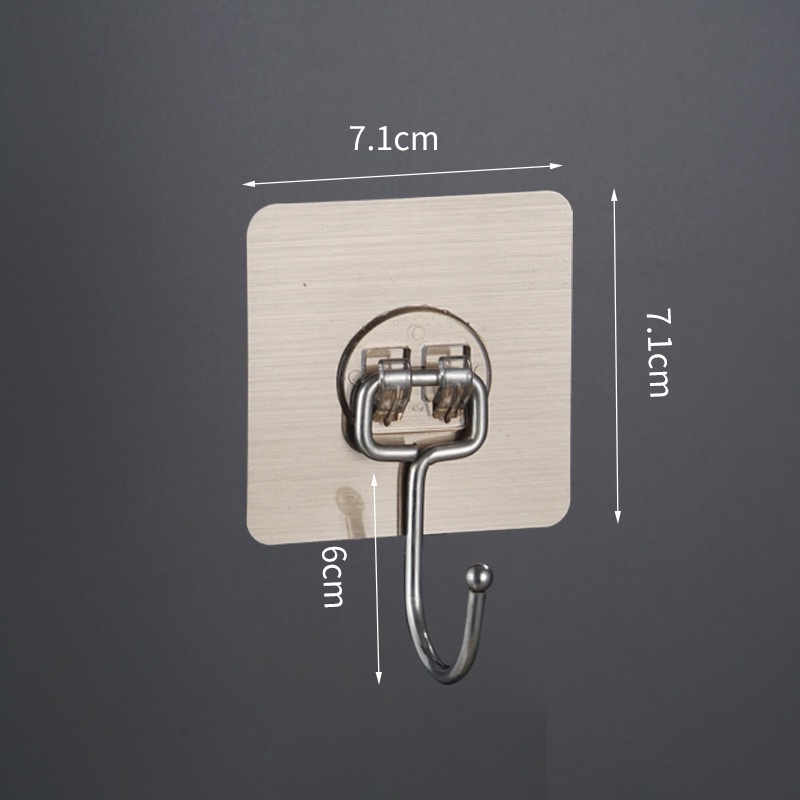 Móc dán tường INOX chịu lực 5kg, miếng dán tráng bạc siêu dính, móc dán chịu lực loại tốt