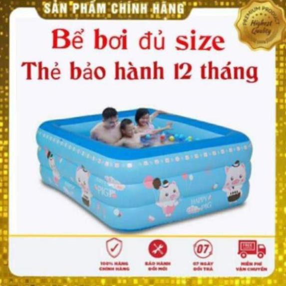 Bể bơi phao cho bé 3 tầng đủ tất cả kích cỡ có đế chống trượt , có kèm bơm điện 2 chiều [Giá sỉ- Loại 1]