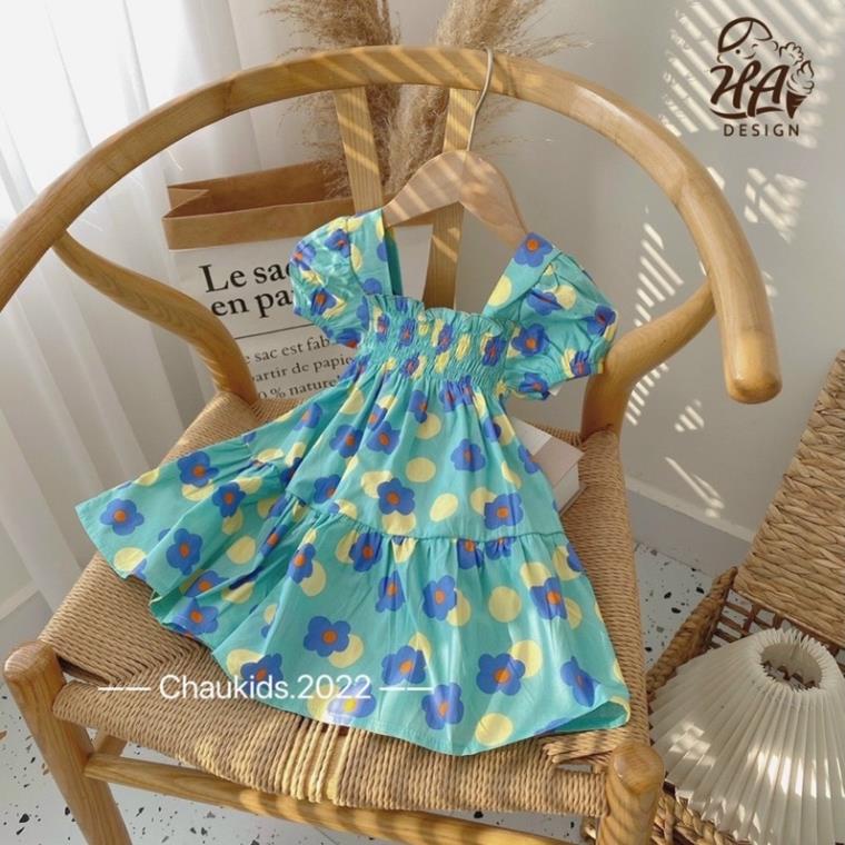 Váy thô hàn chun ngực bé gái