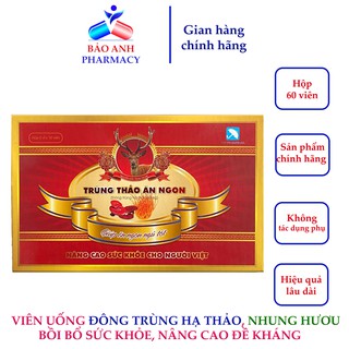 Viên uống ĐÔNG TRÙNG HẠ THẢO bổ phổi, tăng đề kháng, nâng cao sức khỏe, ăn ngon ngủ ngon Trùng Thảo Ăn Ngon -Hộp 60 viên