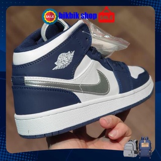 giày thể thao jd 1 xanh navy cao cổ, Giày thể thao JD xanh than cổ cao nam nữ [ full bill + box ]