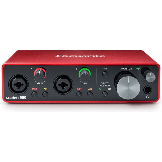 Soundcard thu âm Focusrite Scarlett 2i2 (GEN. 3) tặng kèm màn lọc âm, Hàng chính hãng BH 3 năm - Hỗ trợ cài đặt driver