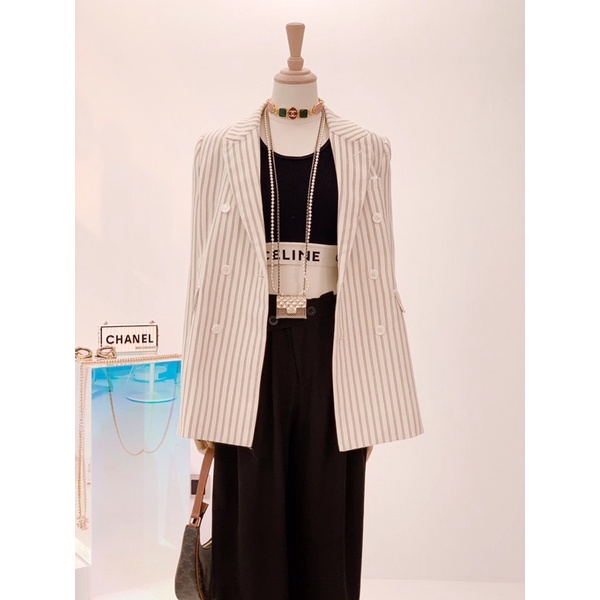 Áo khoác blazer nữ kẻ sọc hiện đại cao cấp Celin*