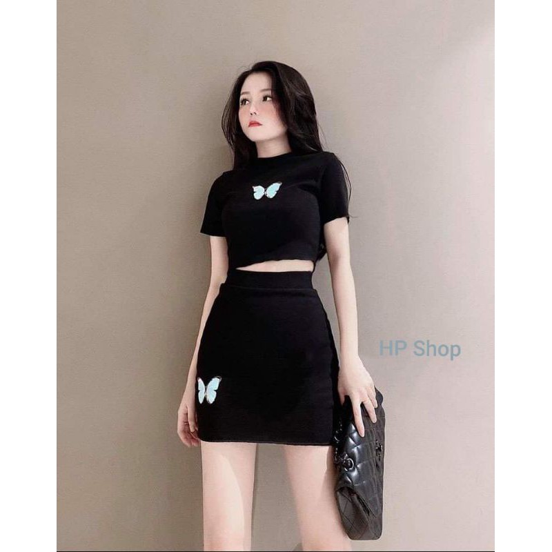 SÉT ÁO CRT CHÂN VÁY THÊU BƯỚM | BigBuy360 - bigbuy360.vn