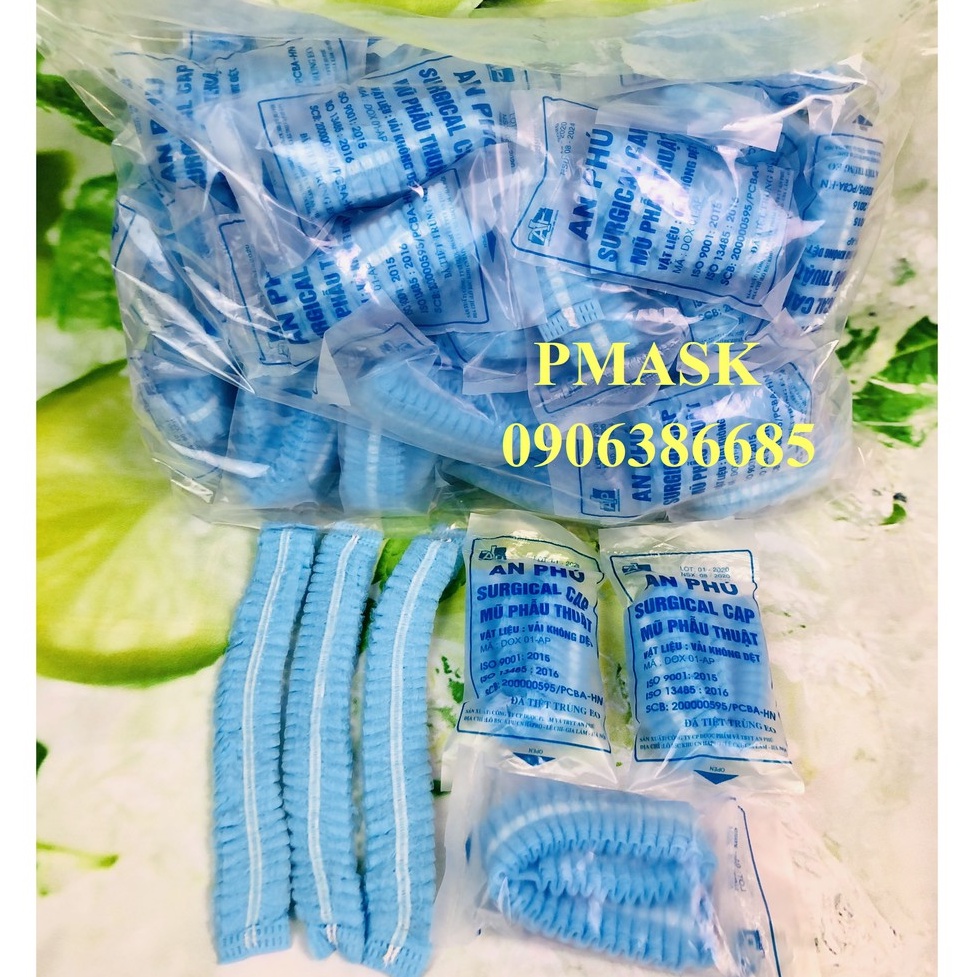 Nón con sâu AN PHÚ tiệt trùng từng cái dùng trong phẫu thuật, spa, phun xăm  - Combo 5 cái/ 10 cái /20 cái