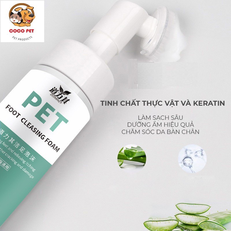 Dung Dịch Rửa Bàn Chân, Bọt Rửa Vệ Sinh Bàn Chân Chó Mèo 150ml Có Bàn Chải Giúp Khử Mùi Hôi Và Dưỡng Ẩm Hiệu Quả