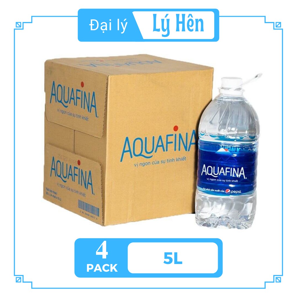 Thùng 4 chai nước suối tinh khiết đóng chai aquafina chai nhựa 5l hsd 15-05 - ảnh sản phẩm 2