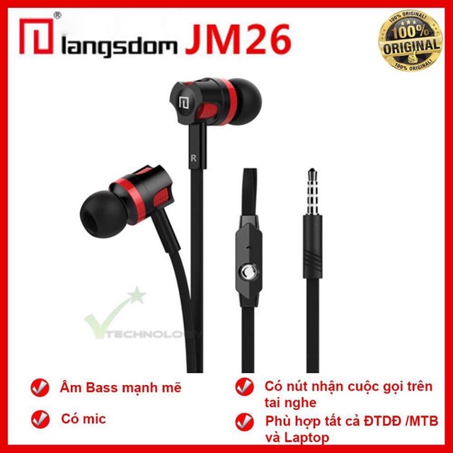 Tai Nghe Nhét Tai Earphone Langsdom JM26 Super Bass