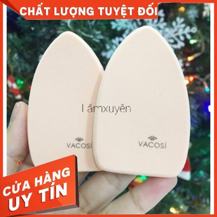 VACOSI LONG OVAL SPONGE 2PCS BP18 _bông ướt oval dài ( bịch 2 miếng) FREESHIP bông phấn mềm mịn, dễ tán siêu tiện lợi.