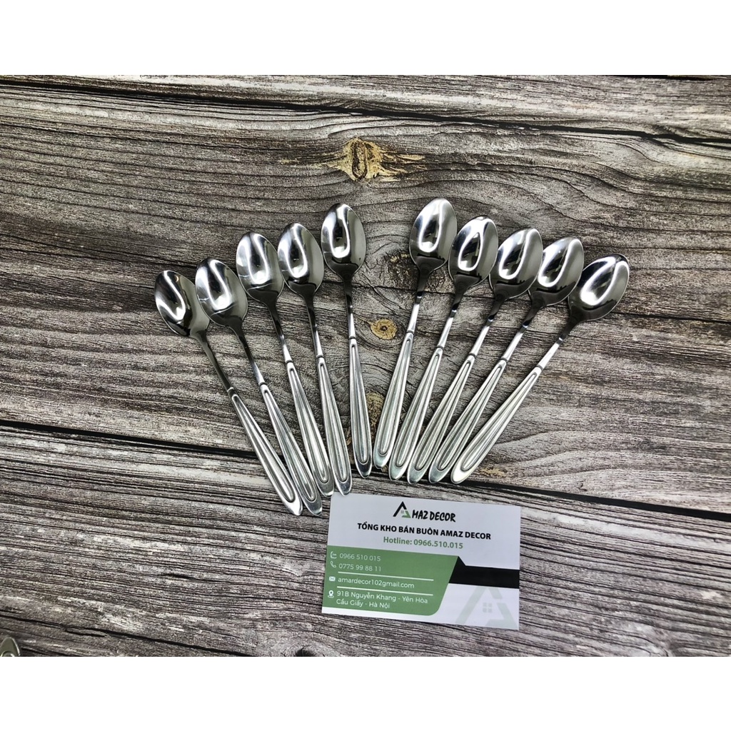 Thìa muỗng chanh Inox 8817 nhỏ khuấy sinh tố nước ép cán dài đầu nhọn sáng bóng chất lượng