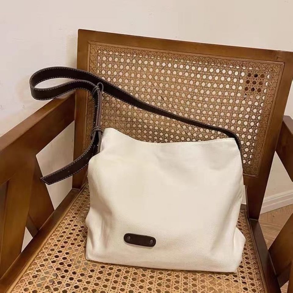Túi Đeo Vai Vải Canvas Cỡ Lớn Thiết Kế Đơn Giản Cho Học Sinh