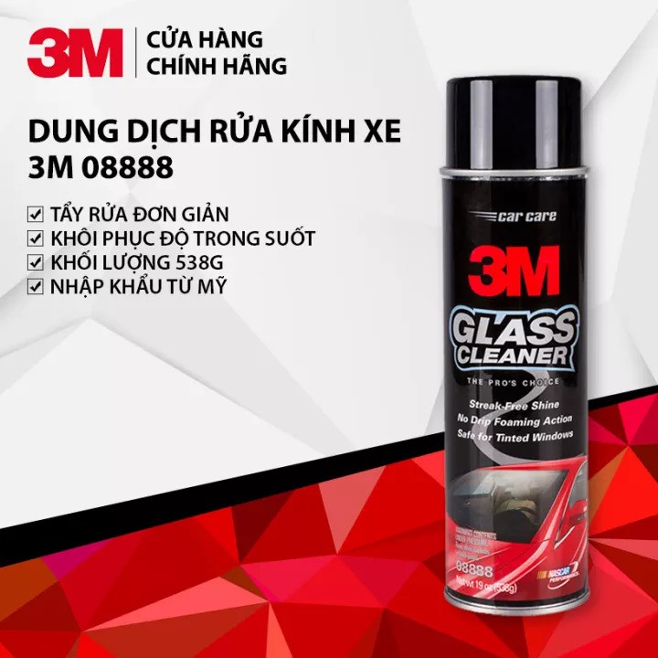 [FREESHIP] Dung dịch rửa kính và vệ sinh kính xe hơi 3M Glass Cleaner 08888