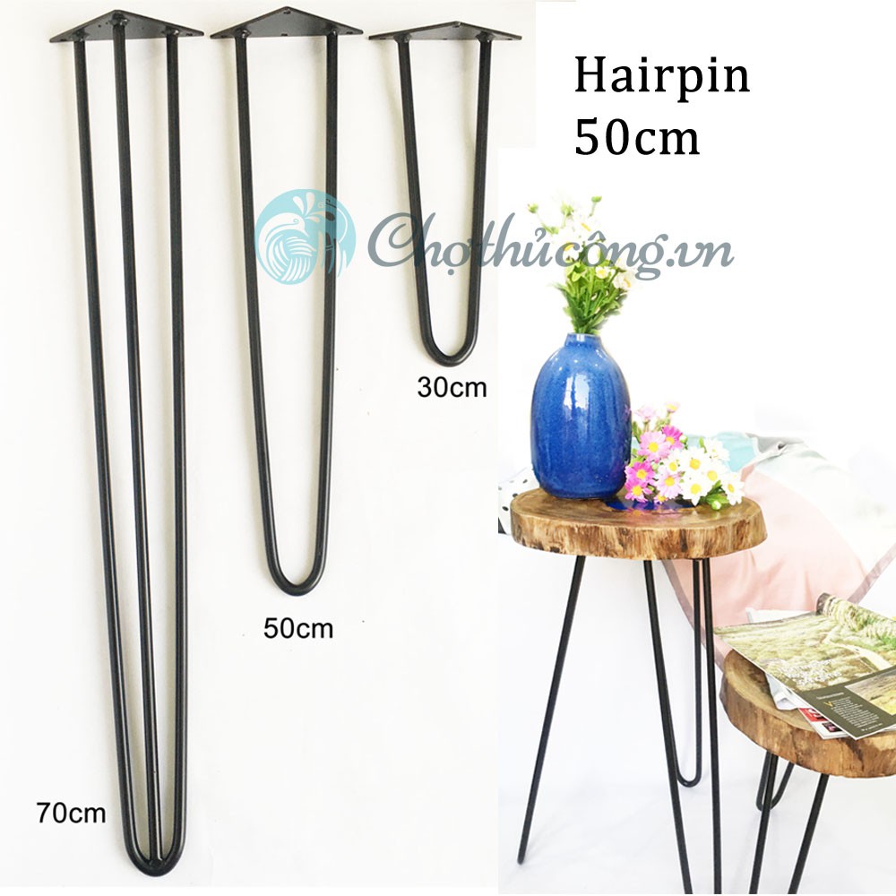 Chân bàn Hairpin Cao 50cm (DIY) - chân sắt phủ Sơn tĩnh điện