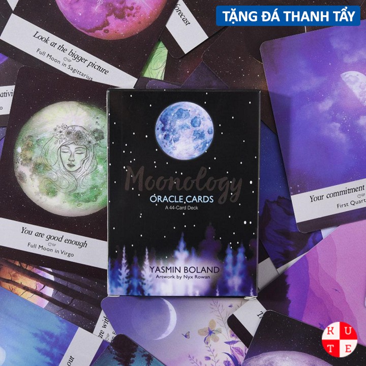 [Size Gốc] Bài Oracle Moonology Size Gốc 8.9 x 12.7 CM Giấy Cán Màng Dày Dặn Tặng File Tiếng Anh Và Đá Thanh Tẩy S11